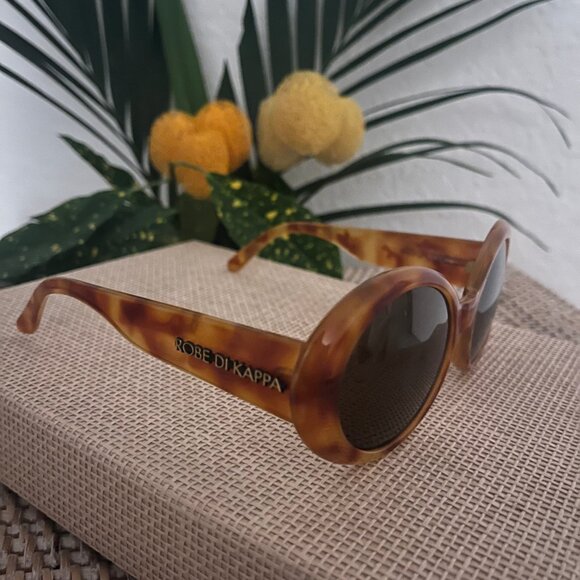 Italy Vintage ROBE DI KAPPA 90's Amber Tortoise Sunglasses Oval/Round - Picture 5 of 15